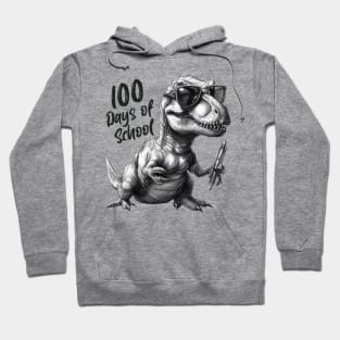 100 days of school T-Rex With Glasses Hoodie